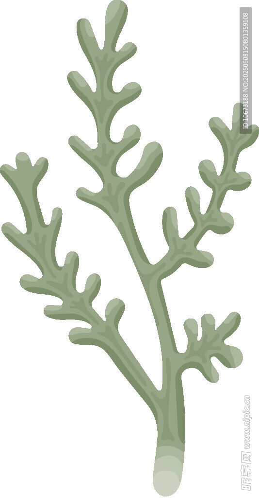 水彩風綠色植物枝葉圖