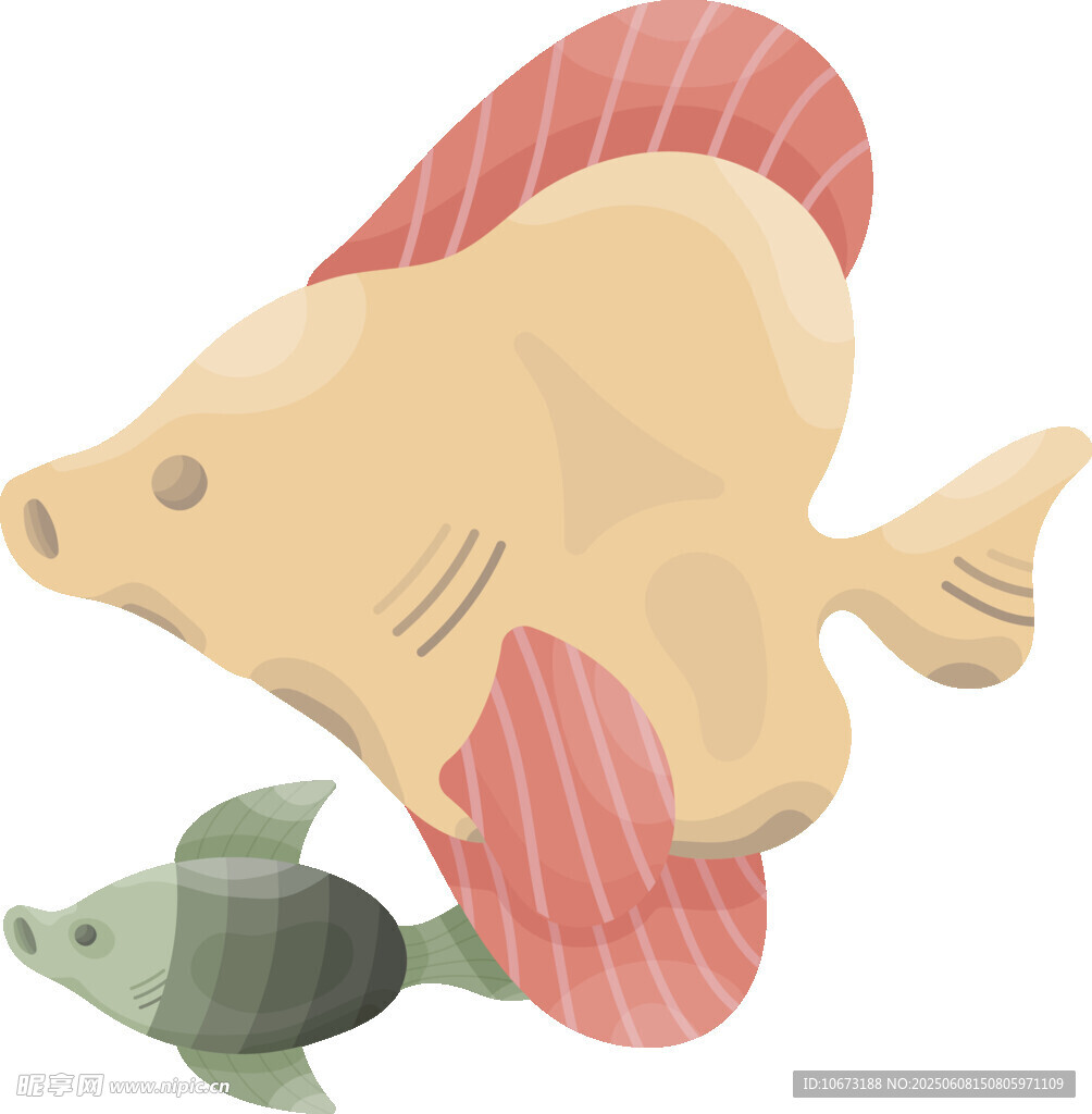 兩條色彩各異的卡通魚