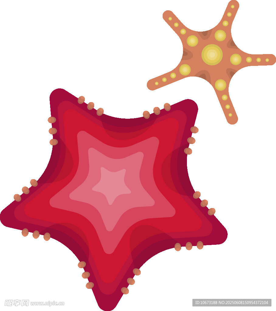 紅色海星與黃色小海星