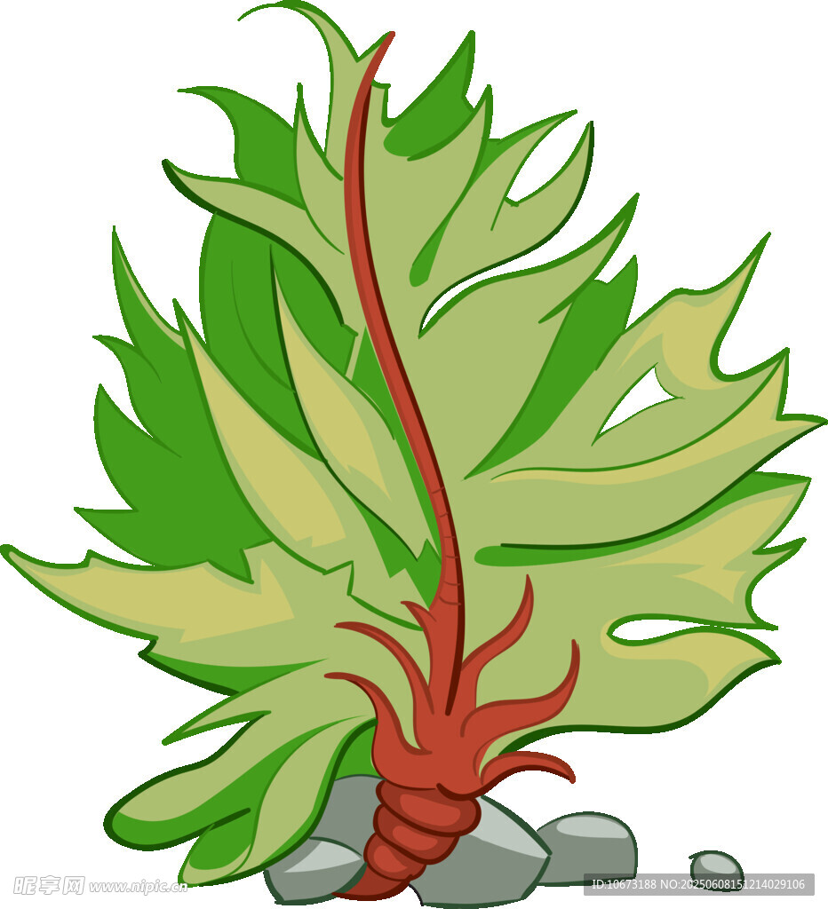 卡通風格的綠色植物插畫