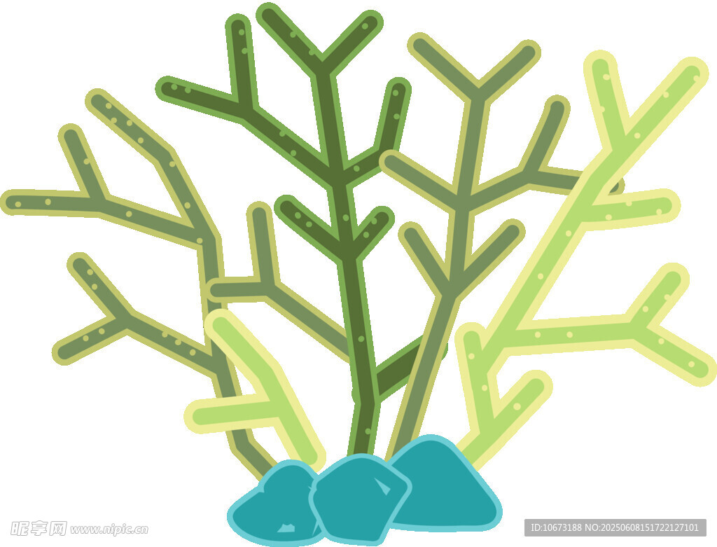 綠色珊瑚植物插畫元素