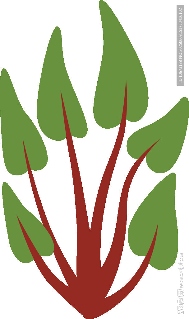 綠葉紅莖植物圖標
