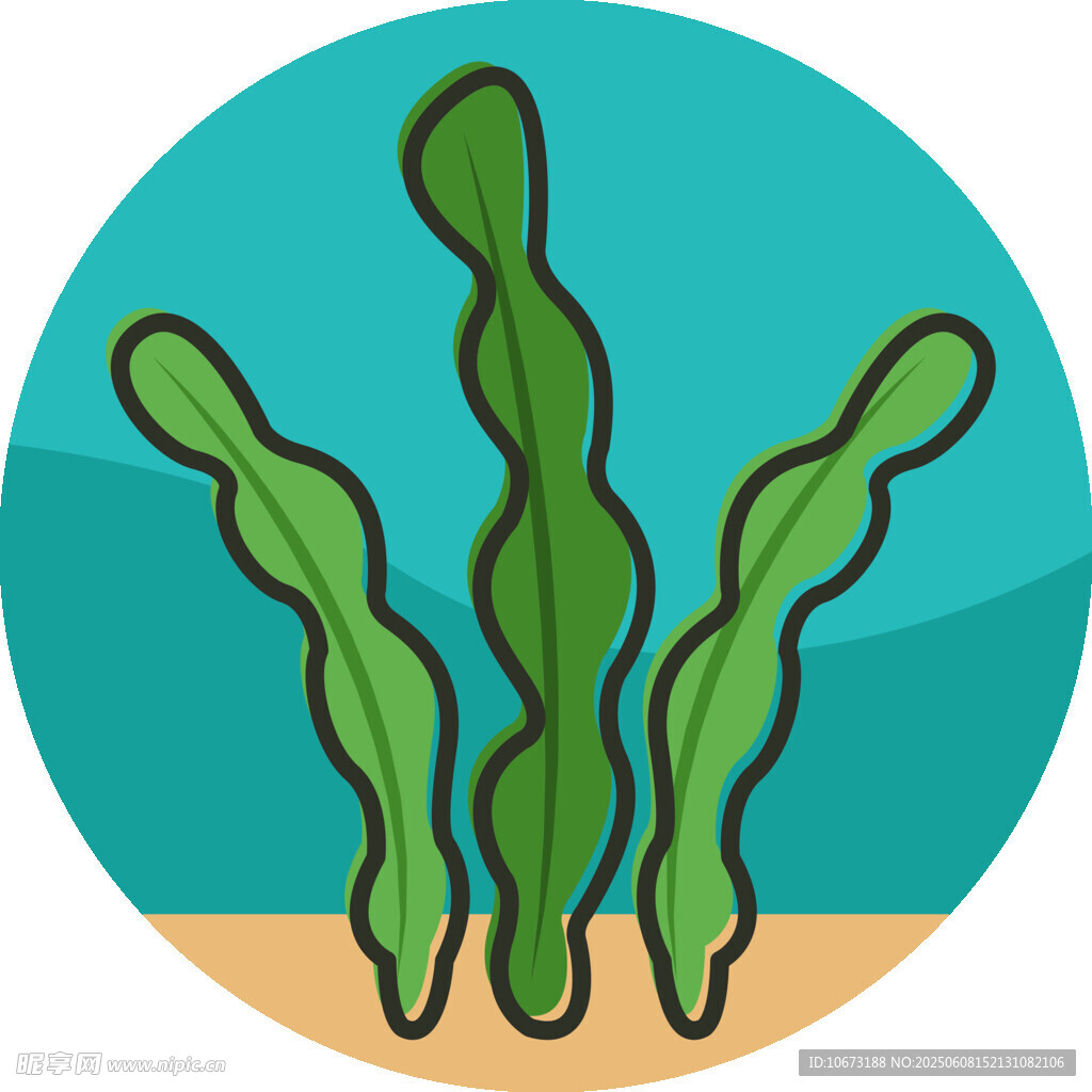 海底綠色海草插畫