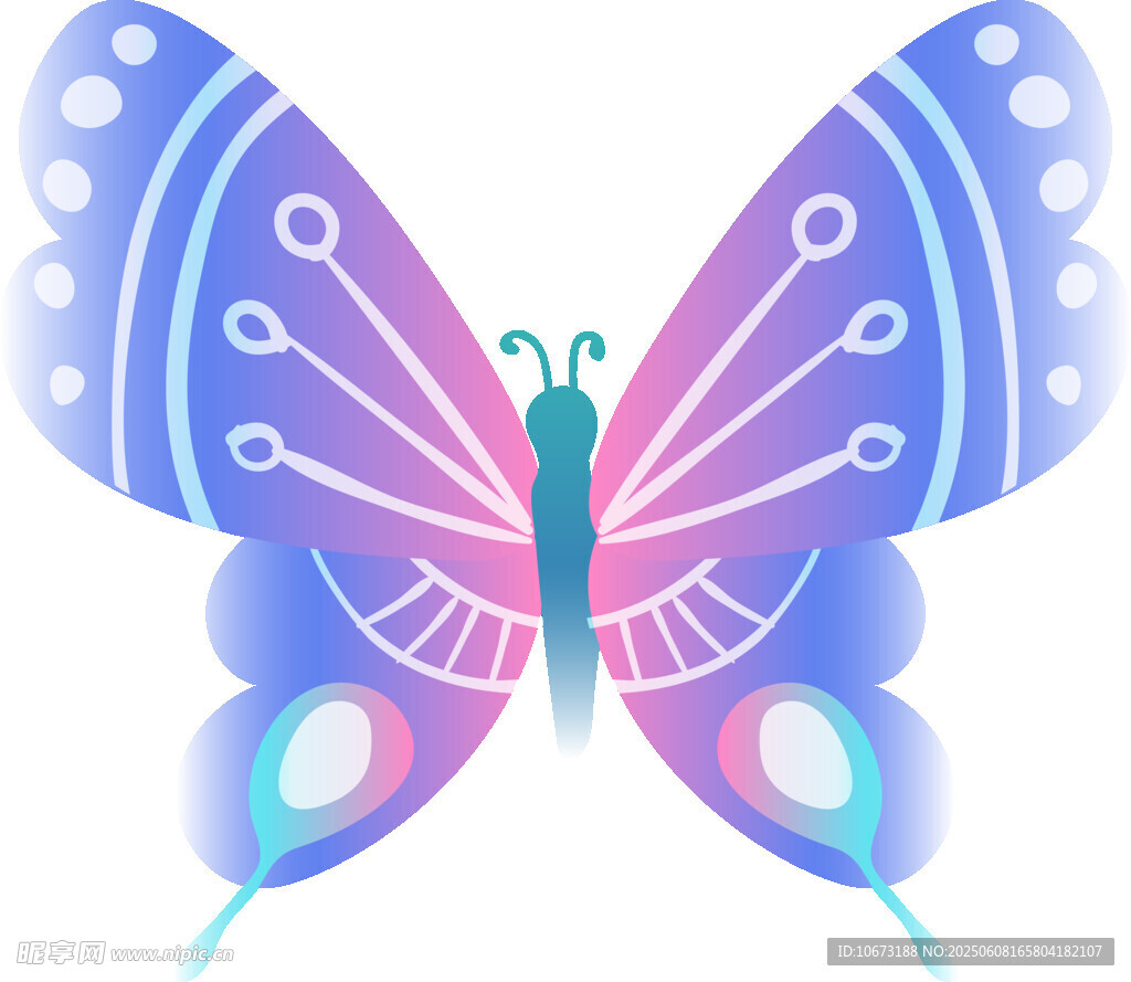 夢(mèng)幻漸變蝴蝶插畫圖案