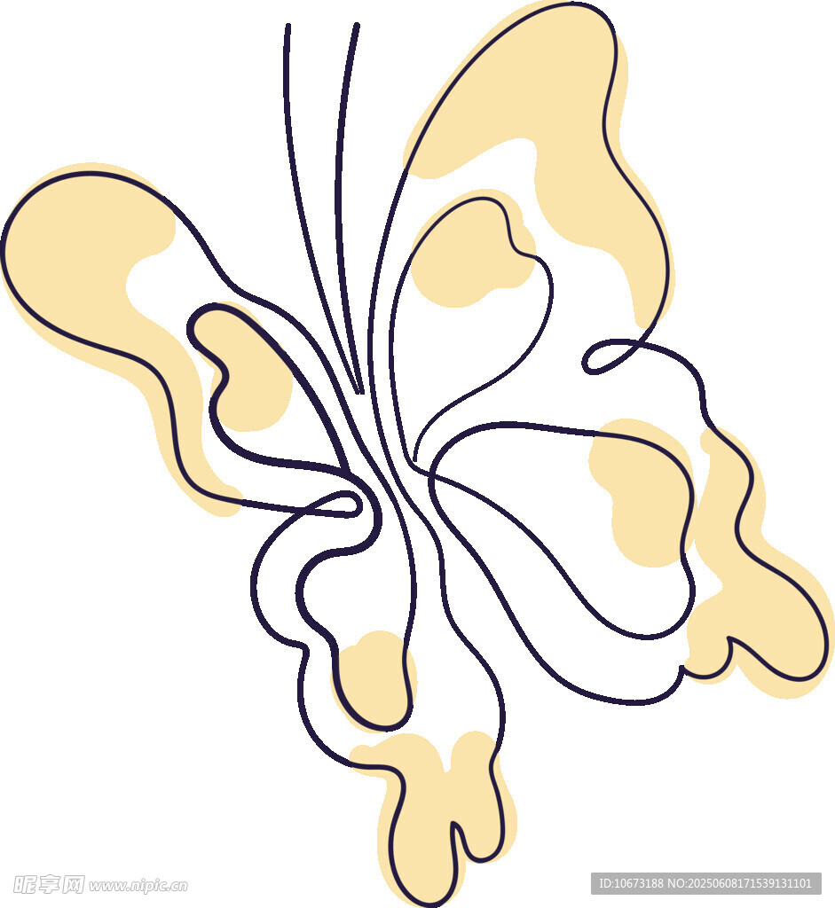 簡(jiǎn)約線條黃色蝴蝶插畫(huà)
