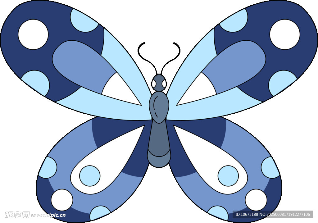 藍(lán)色斑點(diǎn)蝴蝶插畫(huà)圖案