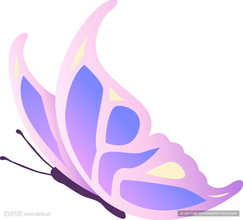 夢幻紫色蝴蝶插畫