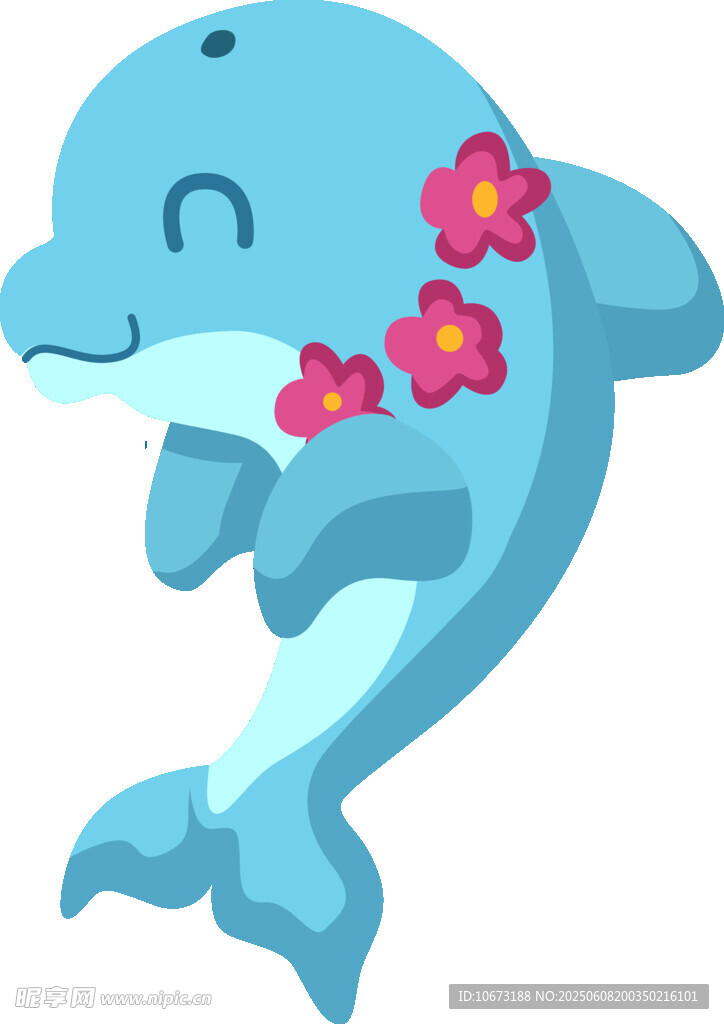 可愛(ài)海豚戴花俏皮模樣