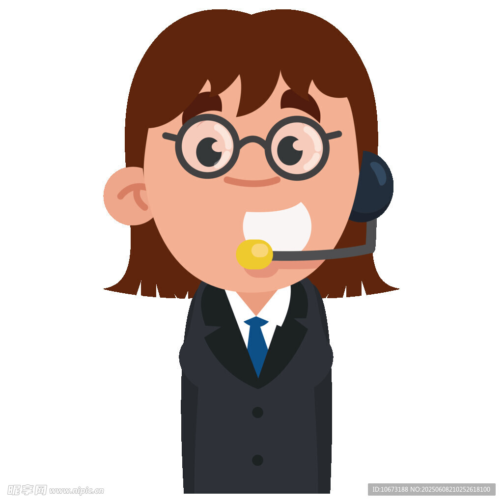 客服女孩戴耳麥微笑服務