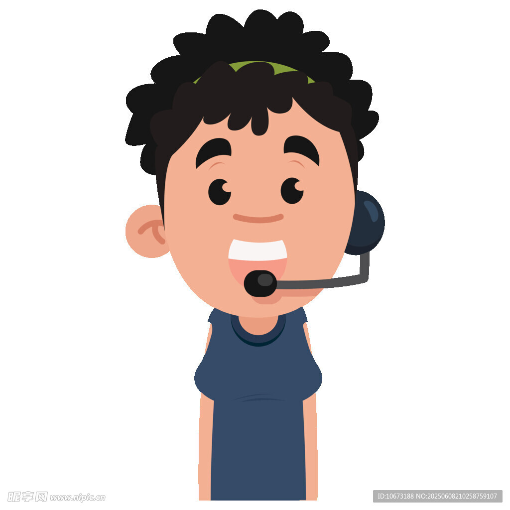 戴耳麥的微笑男孩