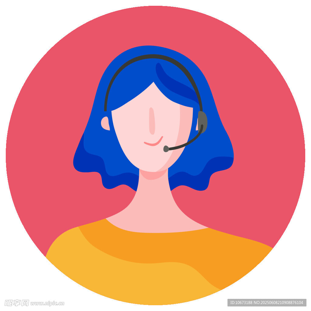 客服女孩頭像插畫