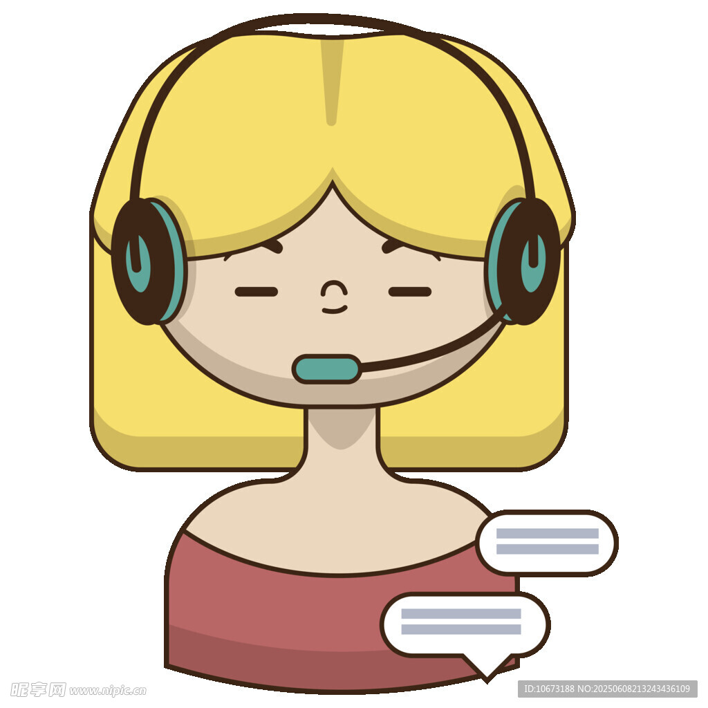 客服女孩帶耳機語音交流