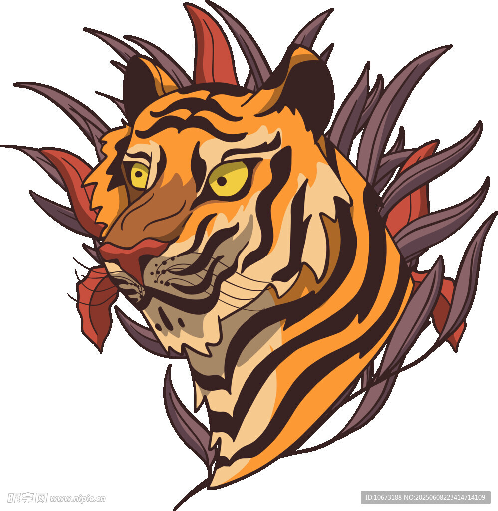 霸氣老虎頭像插畫