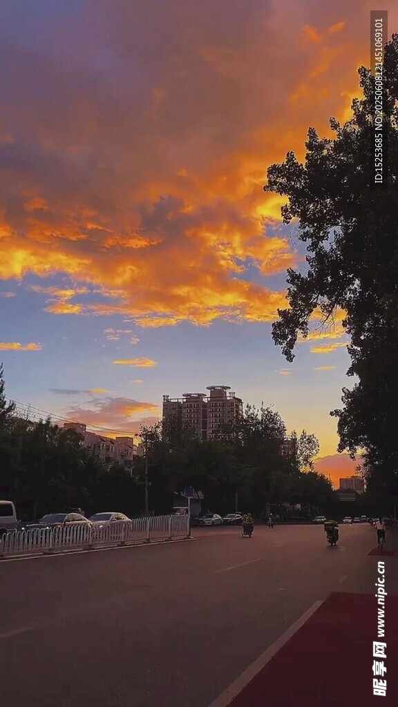 夕陽(yáng)下的城市街道美景