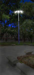夜晚公園的明亮路燈場景
