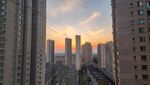 城市黃昏高樓景觀