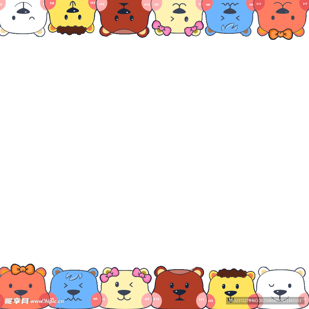 可愛卡通動物邊框圖案