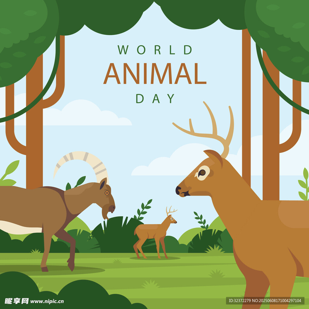 世界動物日的鹿群景象
