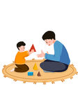 父親與孩子快樂搭積木