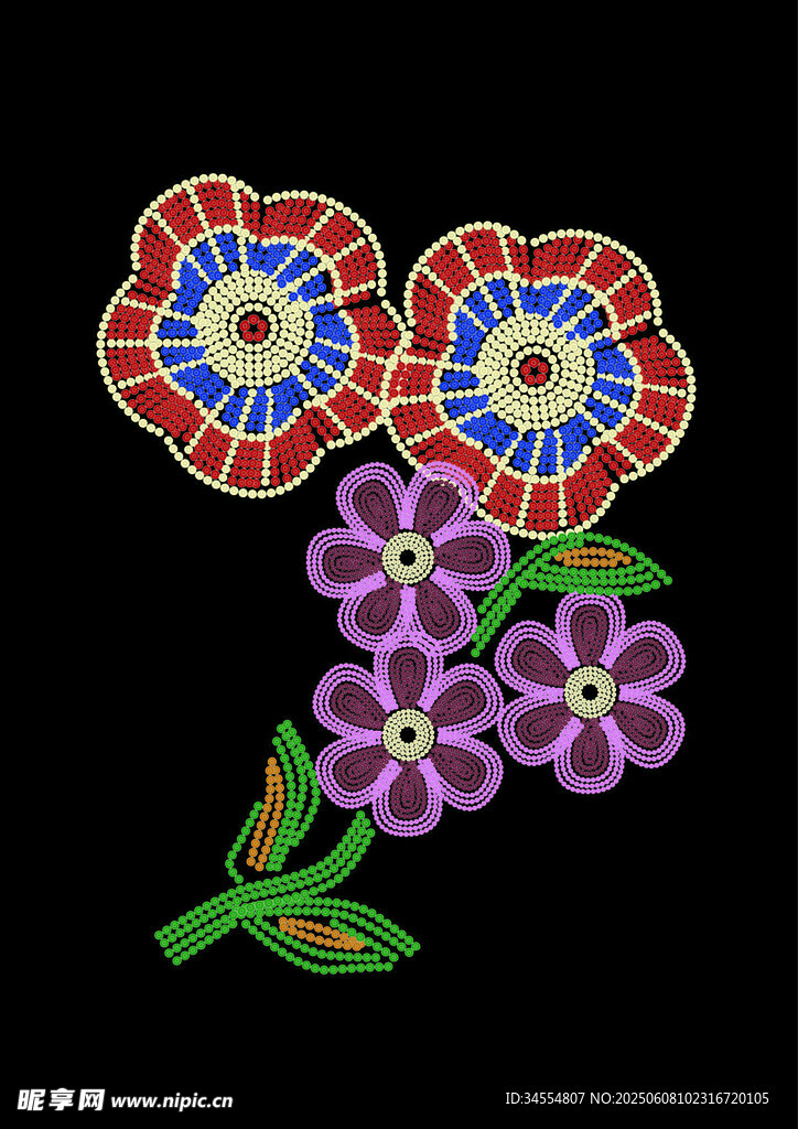 多彩花卉刺繡飾品