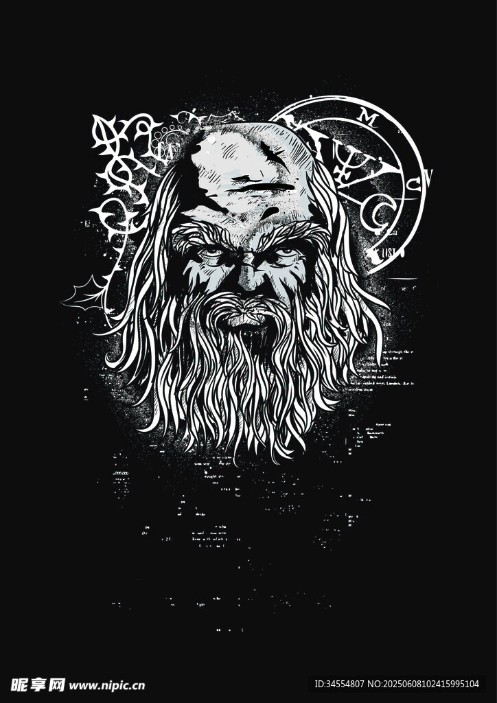 憤怒山羊頭黑白插畫