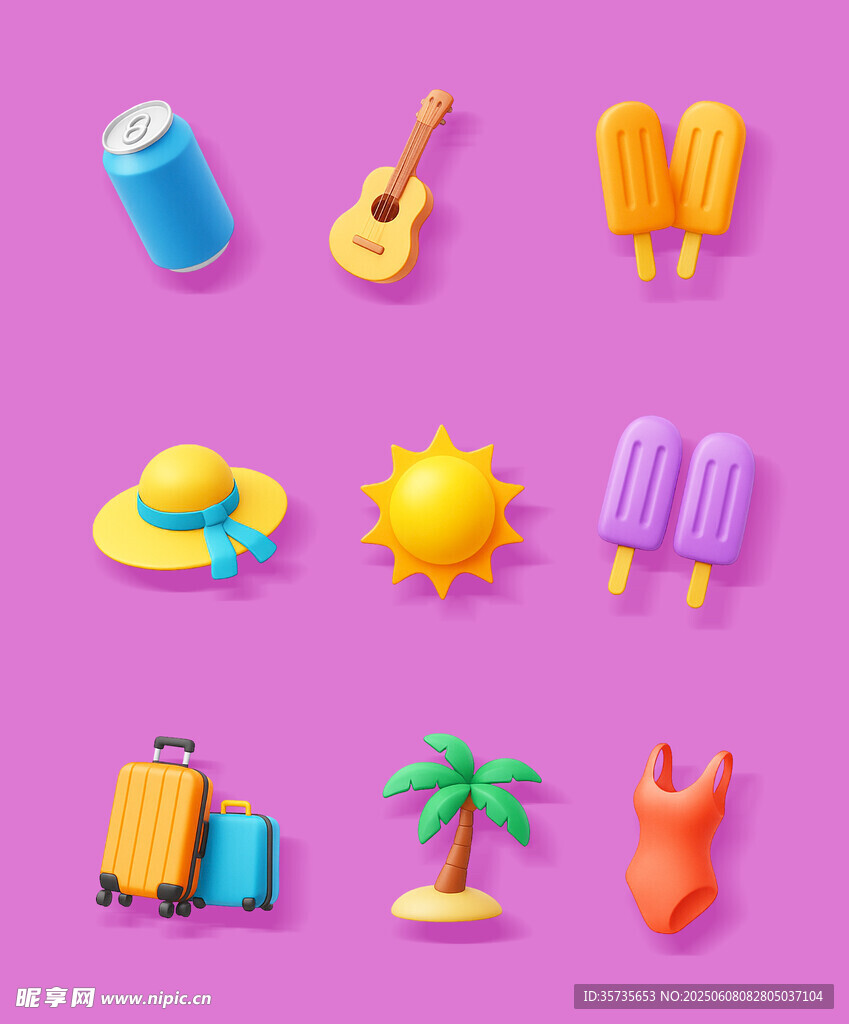 夏日度假元素圖標