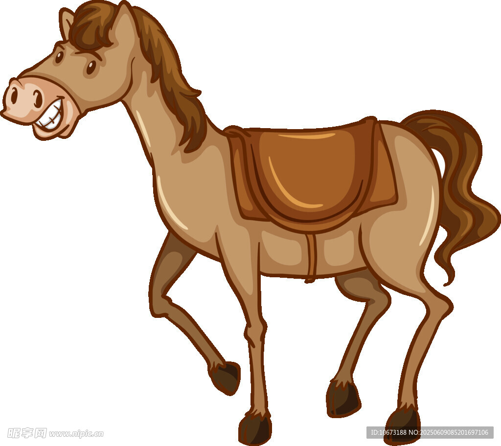 卡通棕色駿馬帶馬鞍