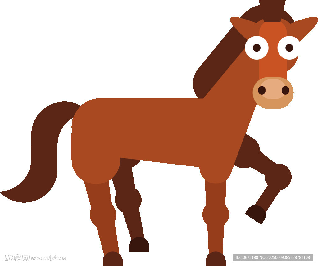 可愛卡通棕色小馬