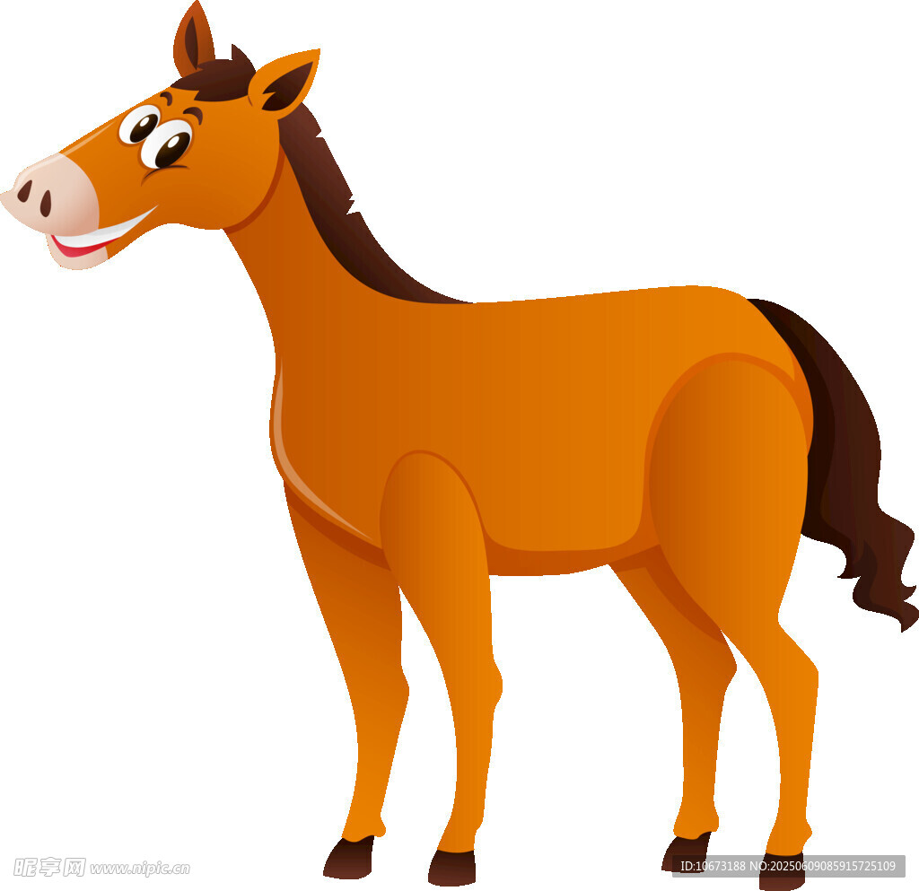 可愛卡通棕色小馬