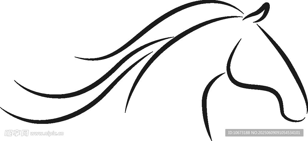 飄逸馬頭輪廓藝術圖案