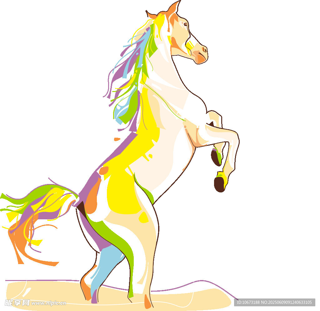 彩色獨角獸躍起姿態圖