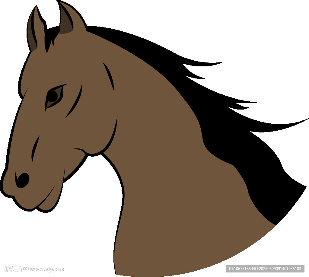棕色馬頭插畫