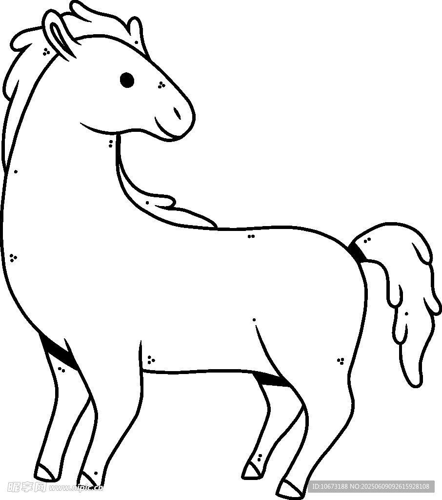 卡通風格站立小馬