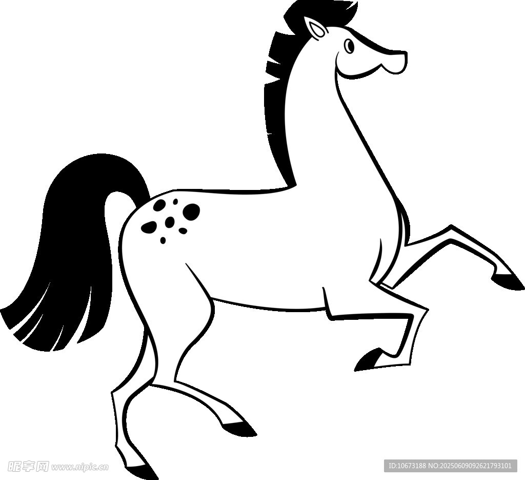 黑白斑點(diǎn)馬簡(jiǎn)筆畫形象