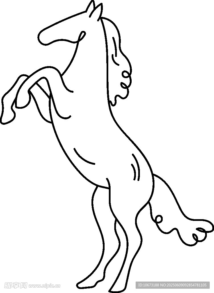 站立駿馬線條圖