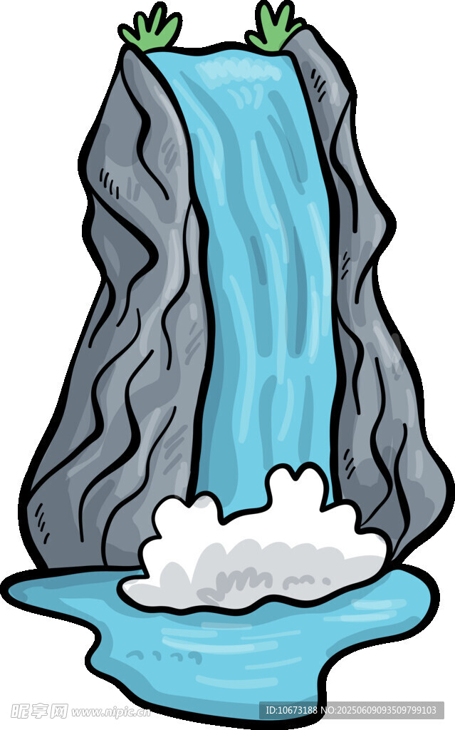 卡通風(fēng)格山間瀑布景觀