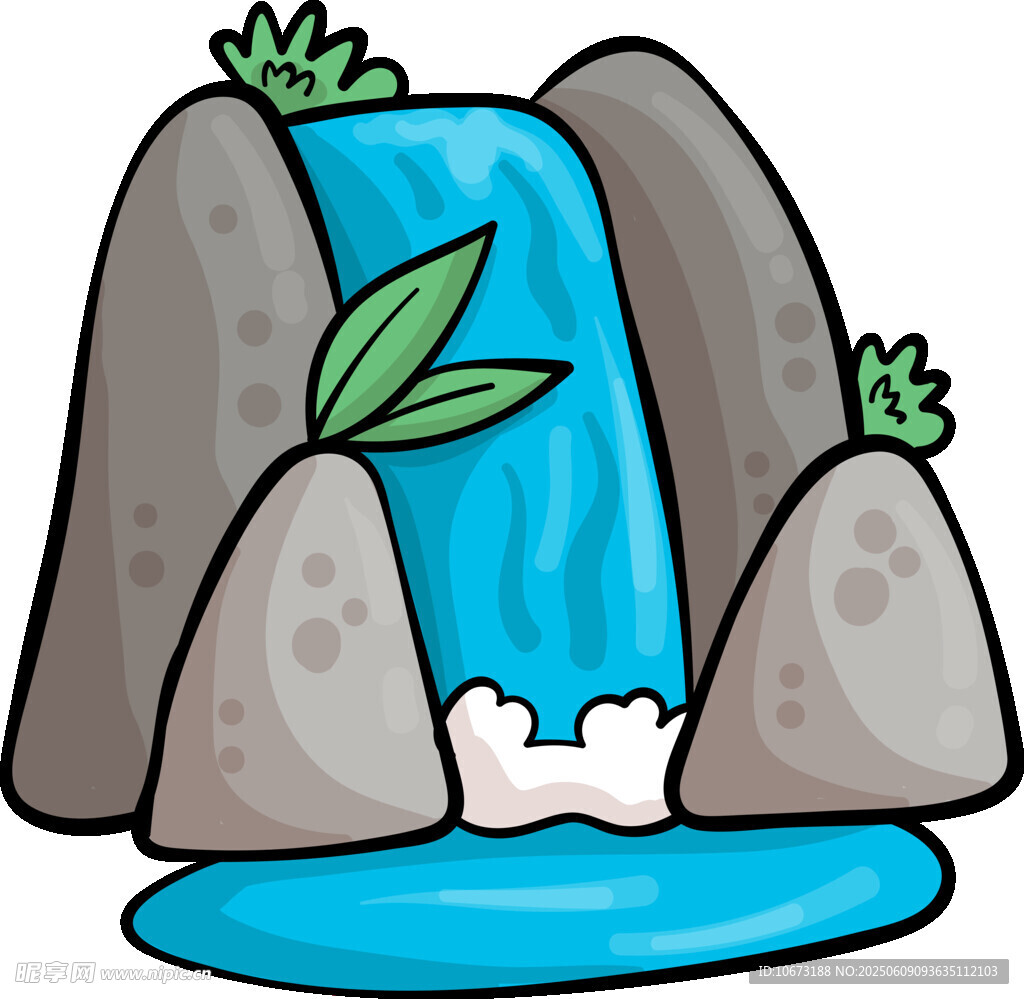卡通風(fēng)格山間小瀑布景觀
