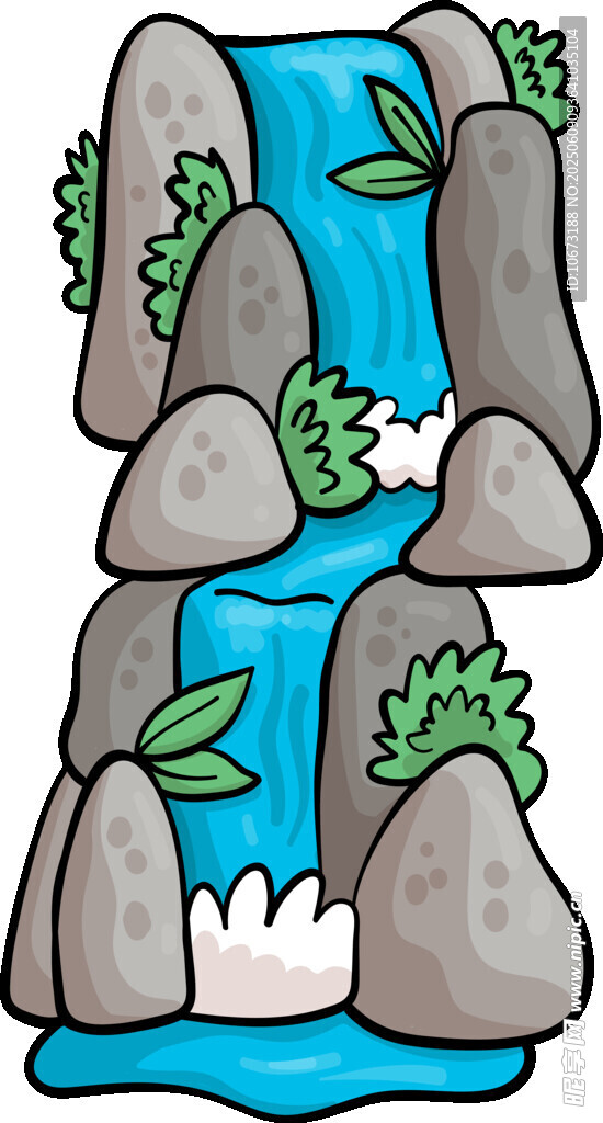 卡通風(fēng)格山間小瀑布景觀