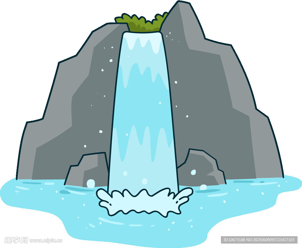 卡通風(fēng)格山間瀑布景觀