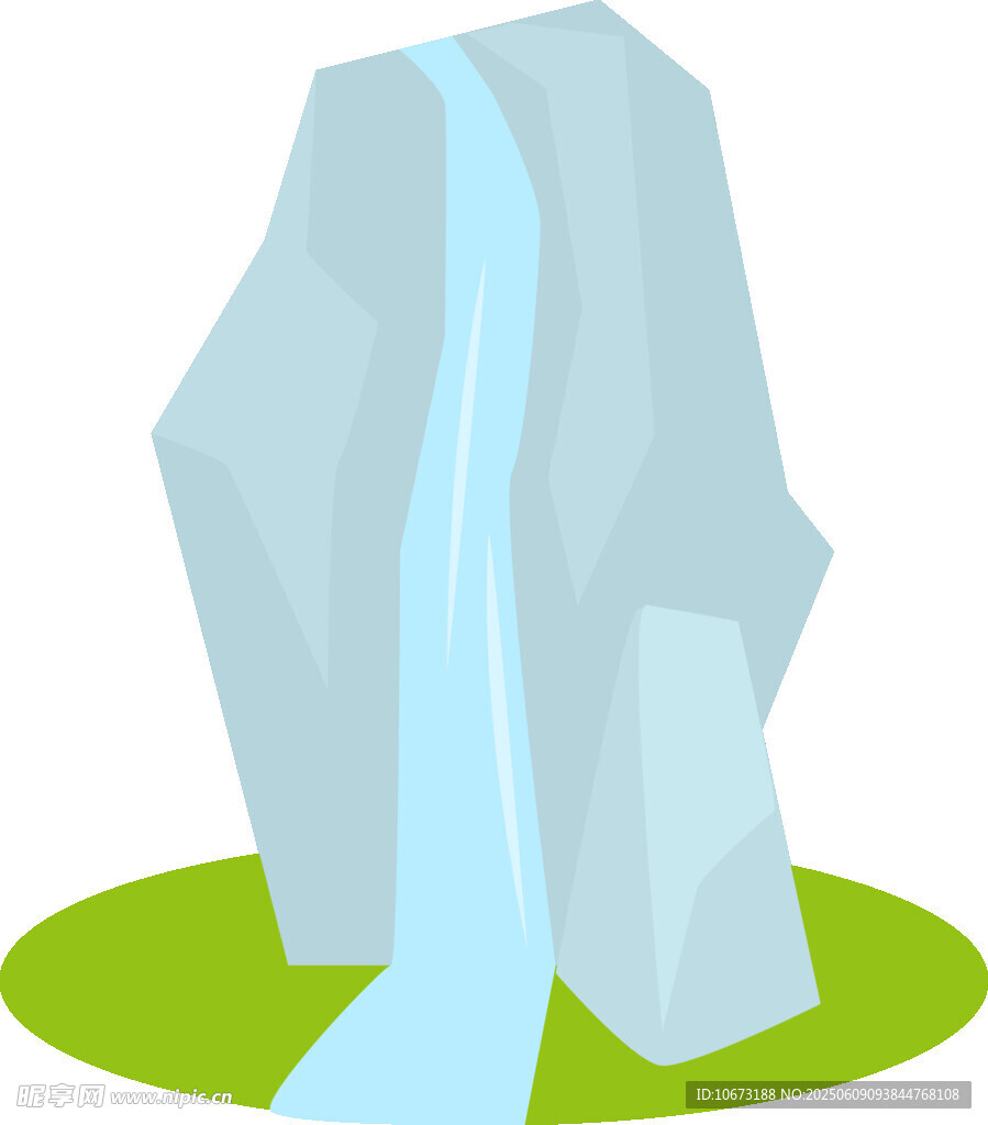 卡通風(fēng)格山間瀑布景觀(guān)圖