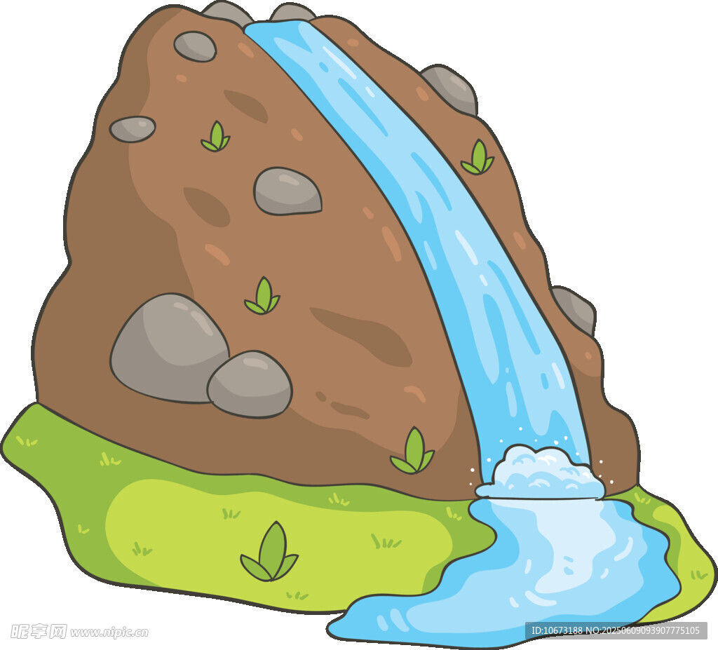 卡通風(fēng)格山間瀑布景觀