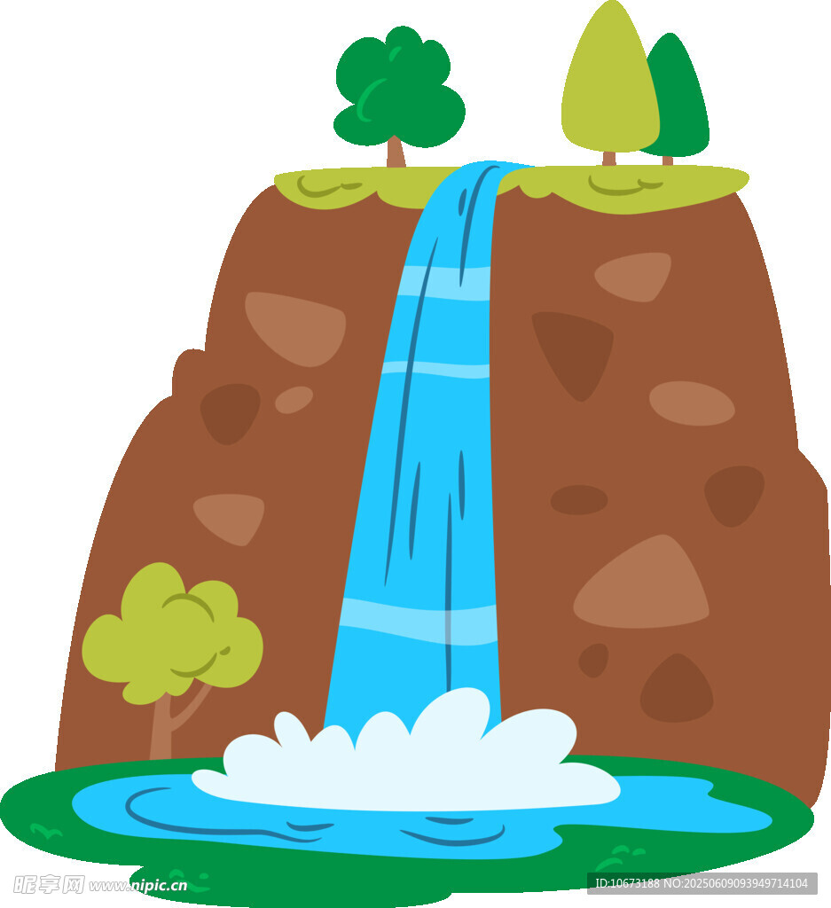 卡通風(fēng)格山間瀑布景觀