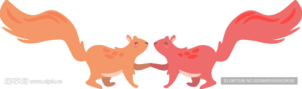 兩只松鼠互動插畫