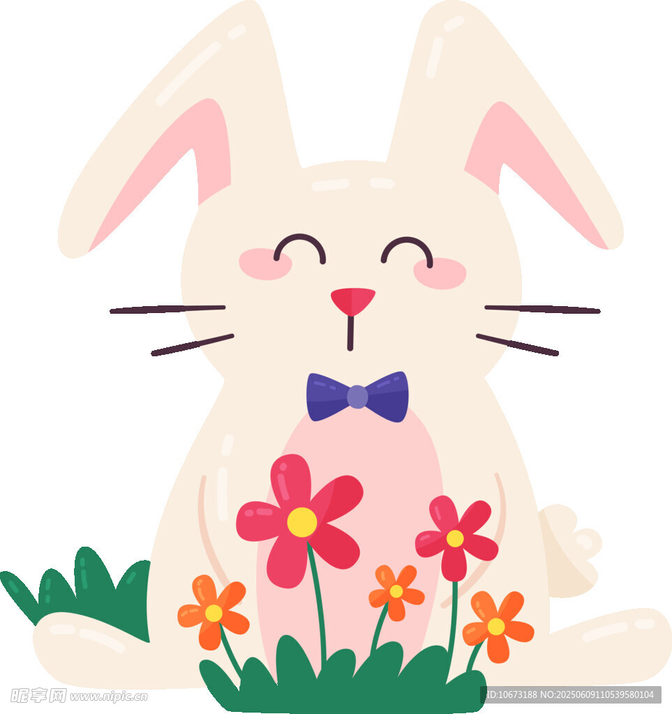 可愛兔子與繽紛小花