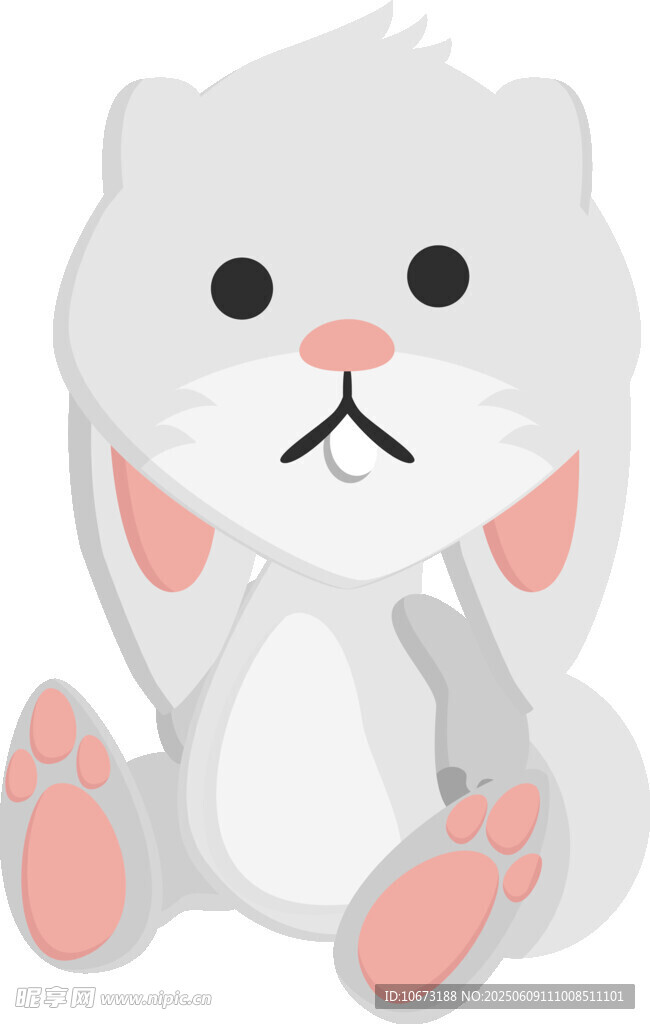 可愛(ài)坐著的灰白小兔子