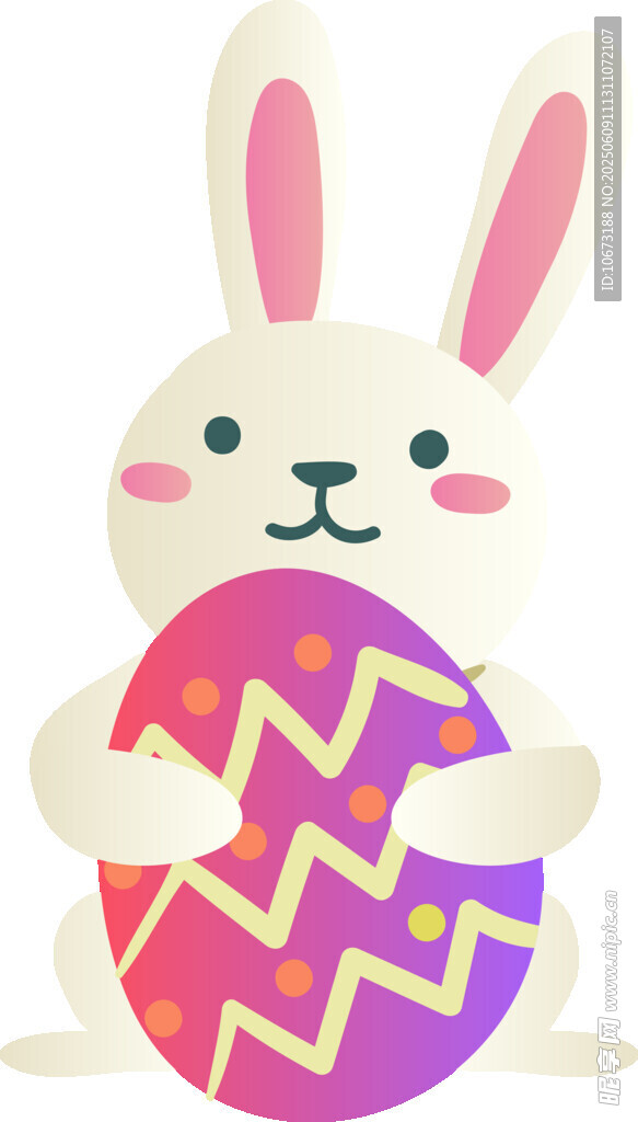 兔子抱彩蛋的可愛插畫