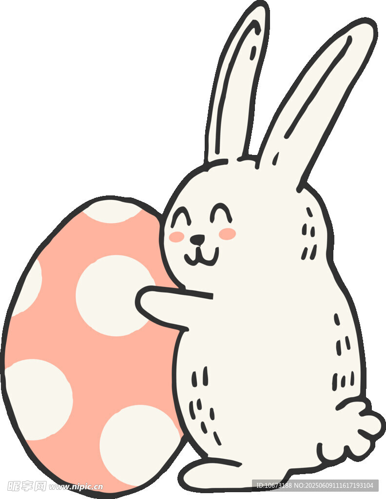 可愛兔子與彩蛋插畫