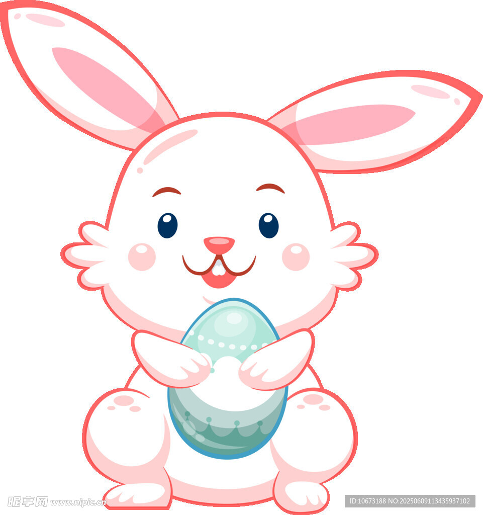 抱彩蛋的可愛小兔子