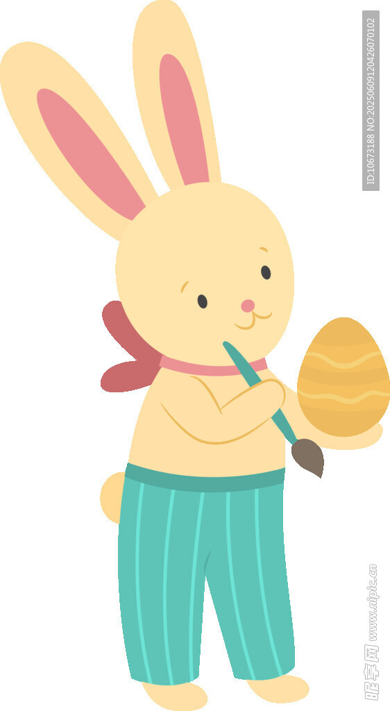 可愛兔子手持彩蛋