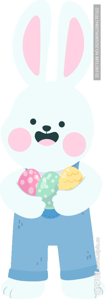 抱彩蛋的可愛兔子形象